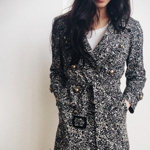 Vintage new Yves Saint Laurent YSL Rive Gauche speckled silk belted trench coat